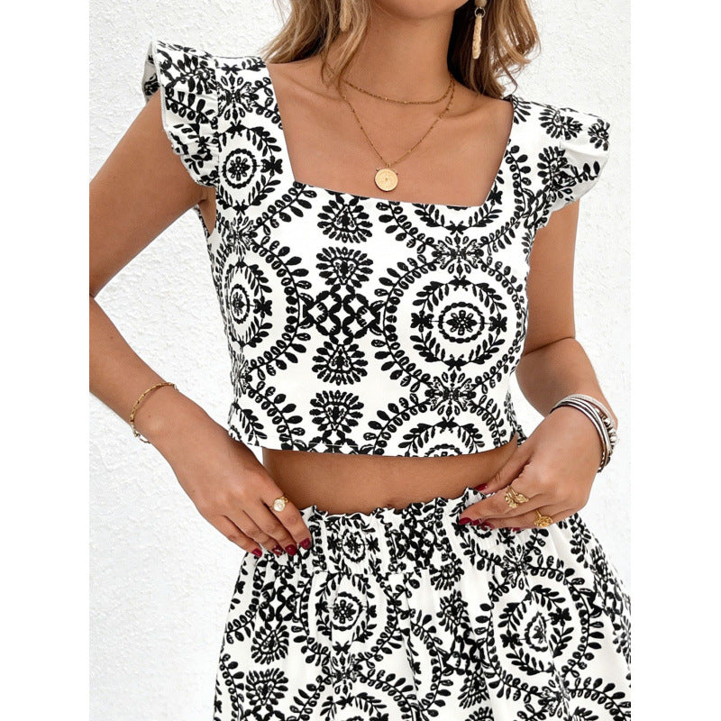 Damen Zweiteiliges Set mit cropped Top und kurzen Rock EB