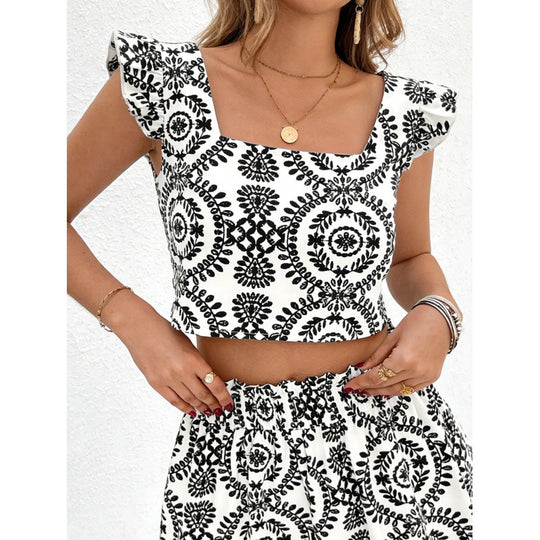 Damen Zweiteiliges Set mit cropped Top und kurzen Rock EB