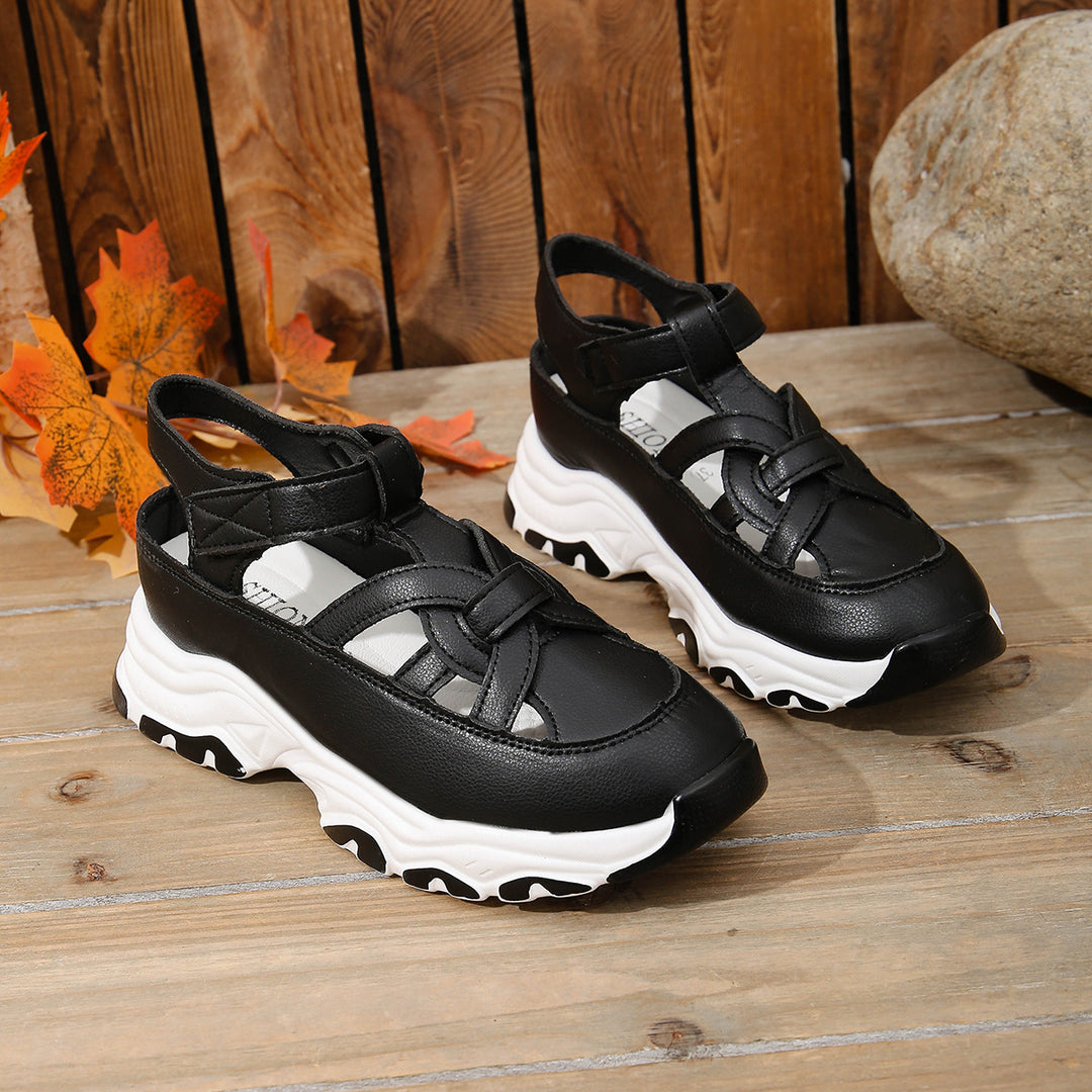 Damen Sportliche Sneaker-Sandalen mit elastischen Riemen und rutschfester Sohle EB