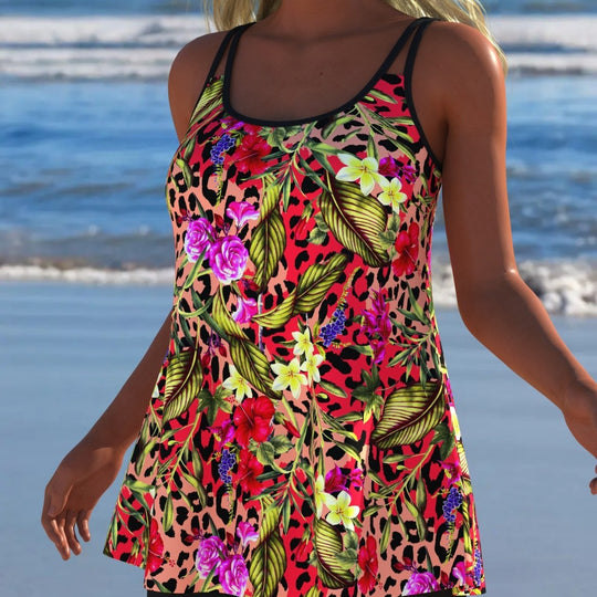 Damen Schwimmanzug mit modischem A-Linien-Schnitt und floralem Design EB