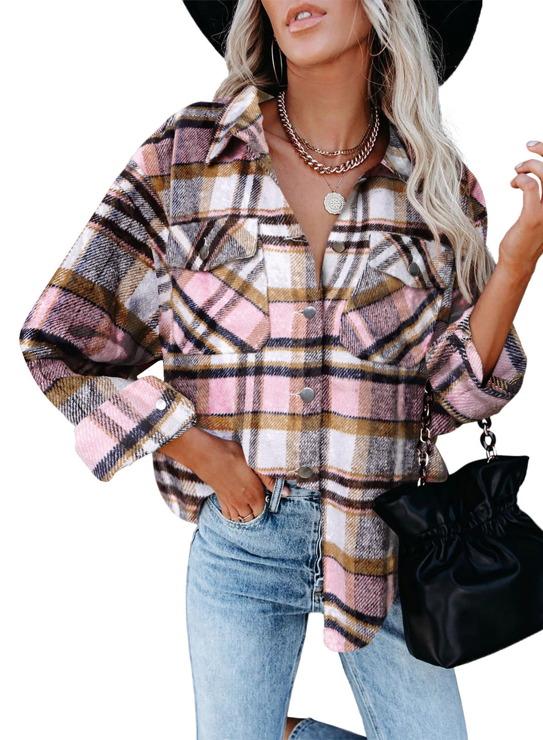 Damen Karierte Overshirt-Jacke aus weichem Flanell EB