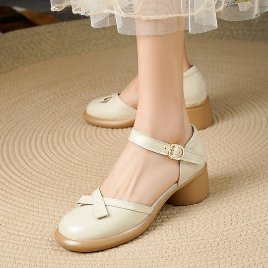 Damen Mary Jane Schuhe mit bequemem Blockabsatz und dekorativem Schleifenakzent EB