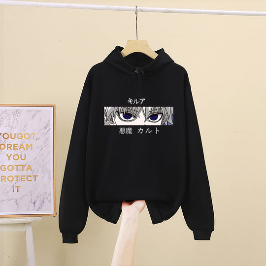 Unisex nan oversized Kapuzenpullover mit anime Augenprint und weicher Baumwollmischung EB