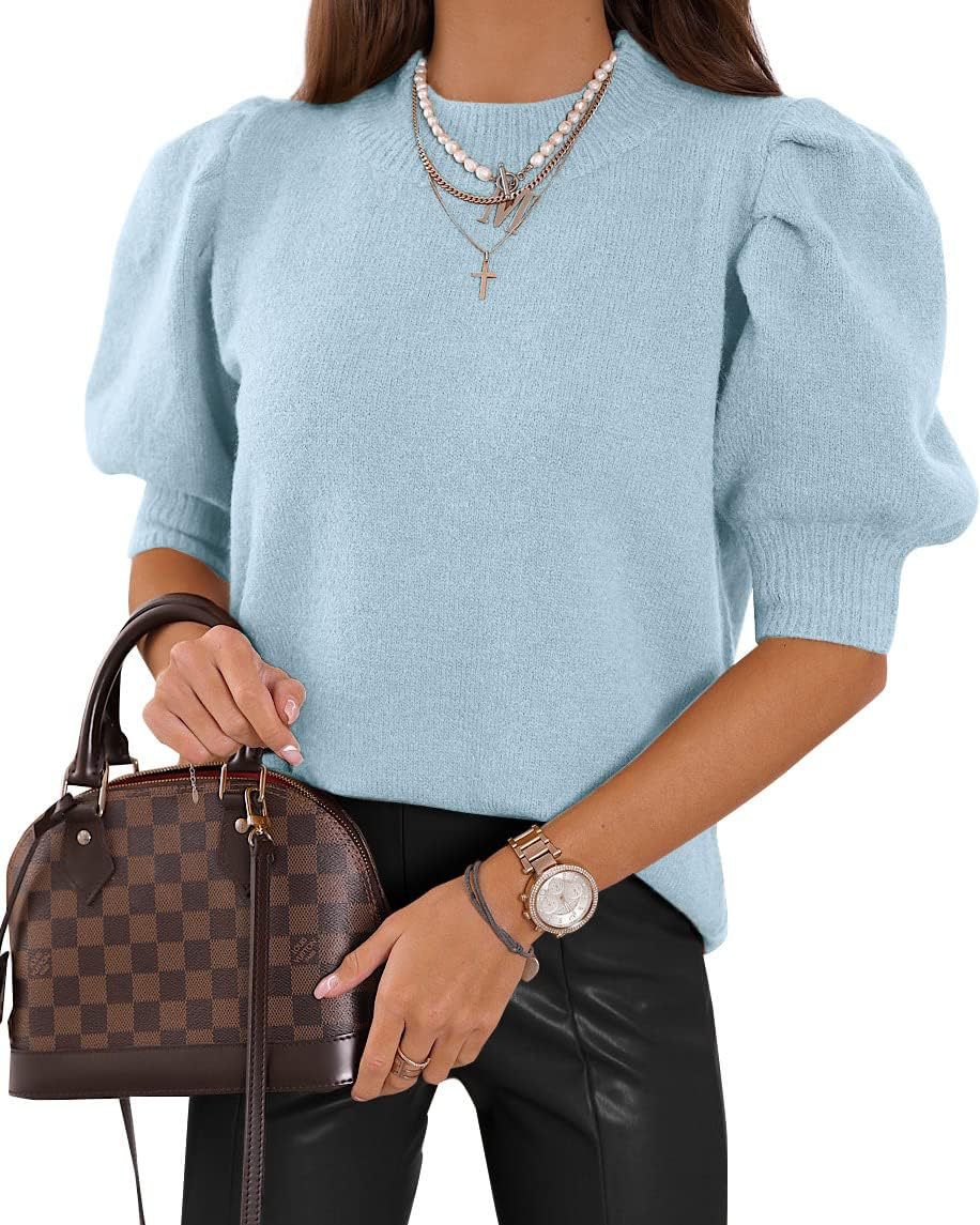 Damen Puffärmel Strickpullover EB