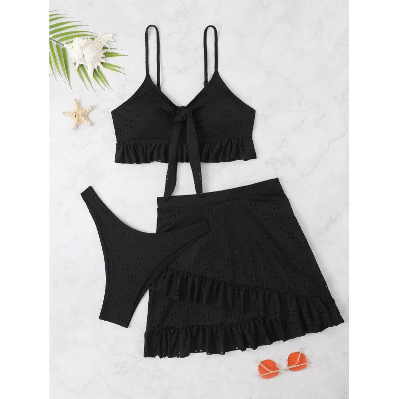 Damen Bikini-Set mit Oberteil und rüschigem Rock EB