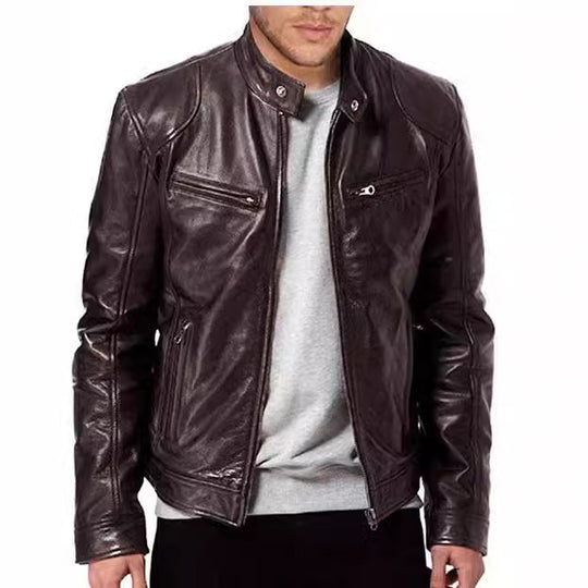 Herren Bikerlederjacke mit asymmetrischem Reißverschluss