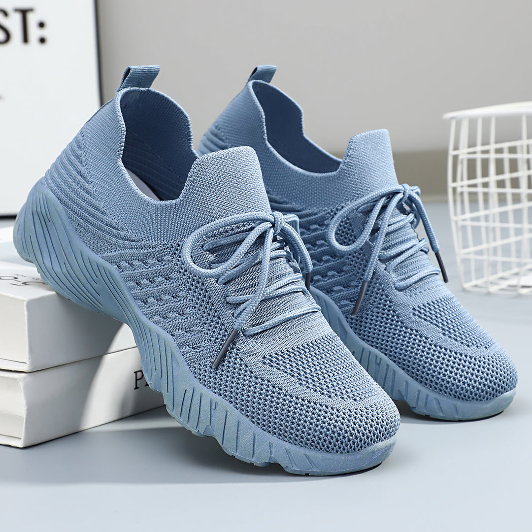 Damen atmungsaktive und flexible Fitness-Sneaker mit elastischer Schnürung EB