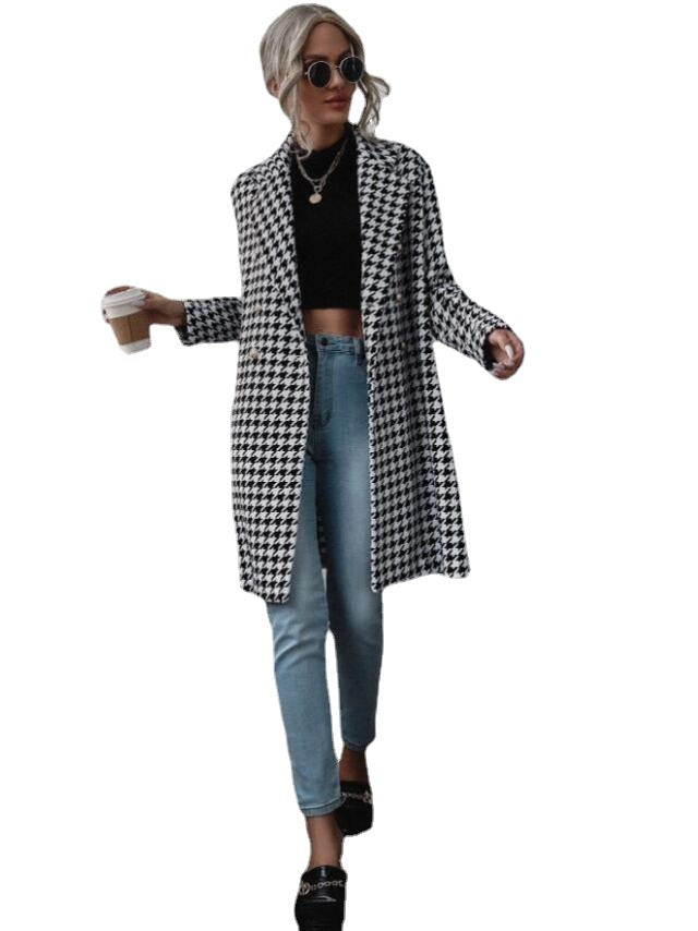 Damen Karierter Longblazer mit elegantem Schnitt EB