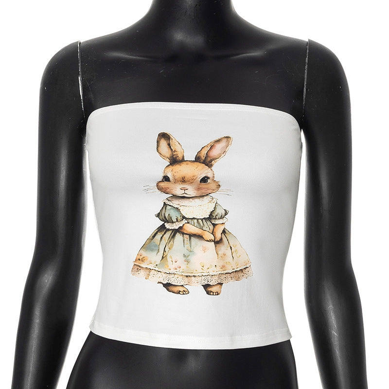 Damen Bandeau-Top mit verspieltem Tierdesign EB