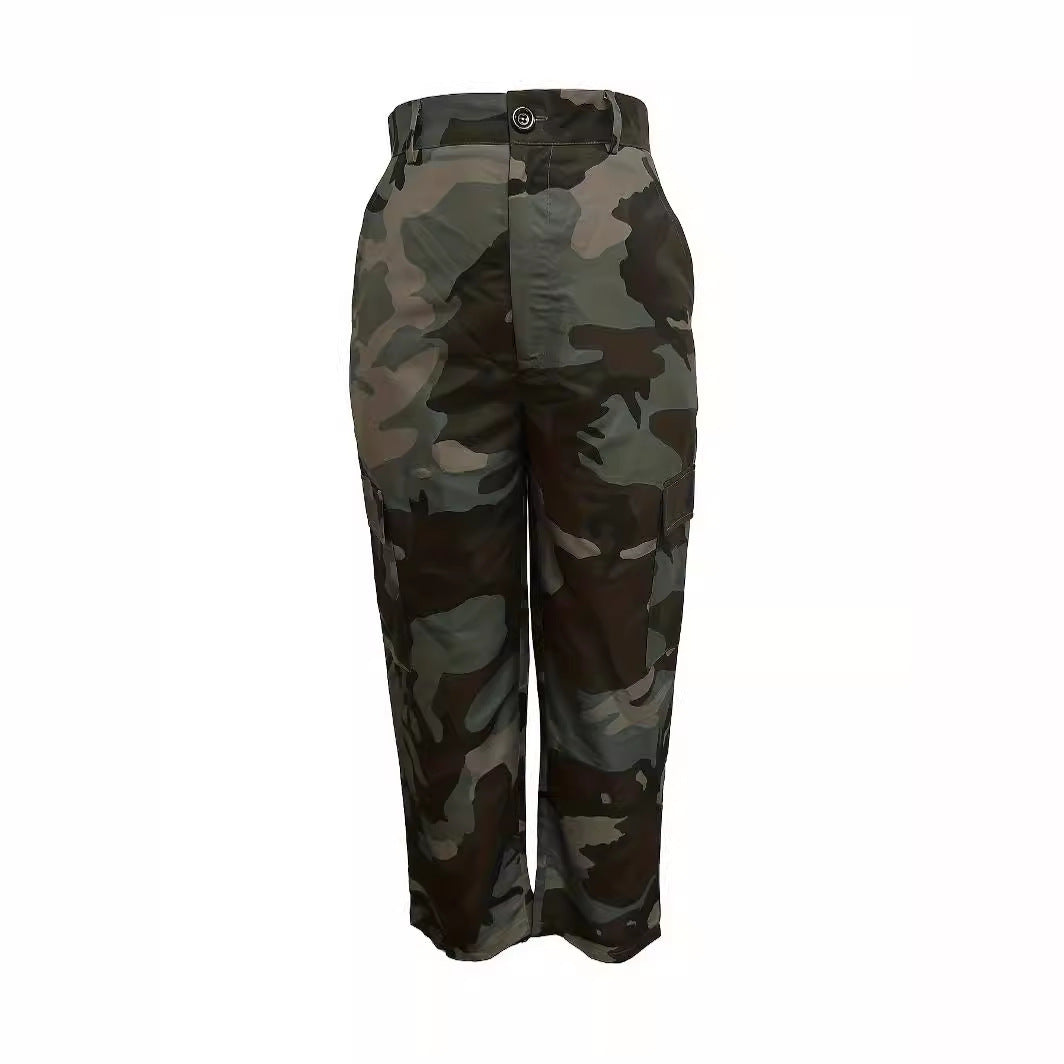 Damen Cargohose mit Camouflage-Muster und praktischen Taschen EB