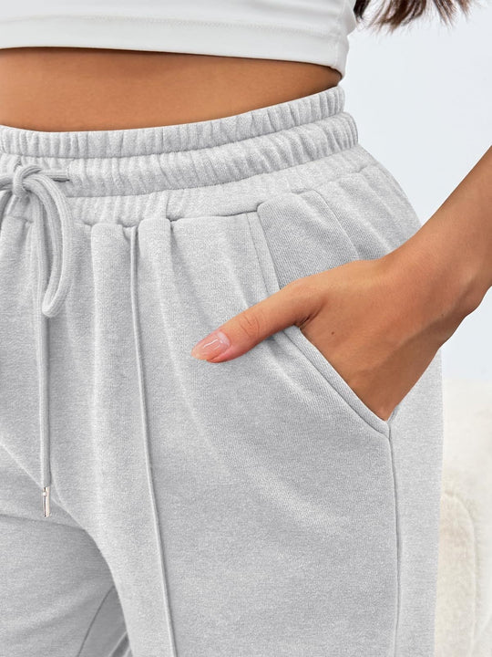 Damen nan komfortable High-Waist Jogginghose mit Kordelzug und tiefen Eingrifftaschen EB