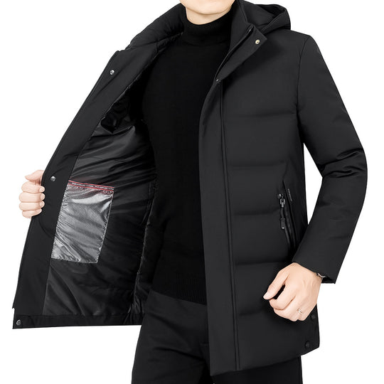 Herren Thermo-Winterkurzmantel mit luxuriösem Kunstfell-Innenfutter und Stehkragen EB
