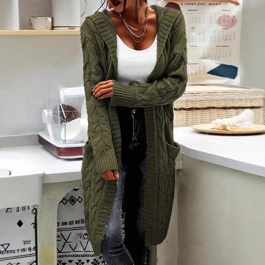 Damen Grobstrickjacke mit hochwertigen Zopfmustern und praktischen Taschen EB
