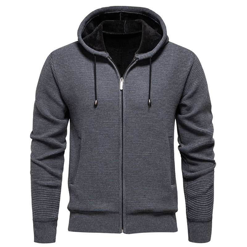 Herren sportliche Fleecejacke mit hohem Kragen und Reißverschluss EB