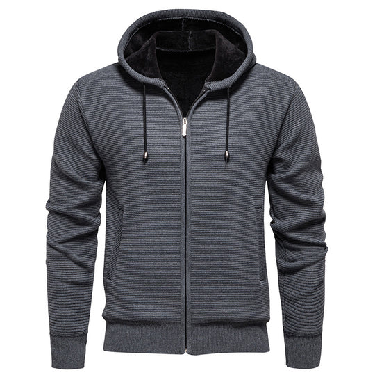 Herren sportliche Fleecejacke mit hohem Kragen und Reißverschluss EB