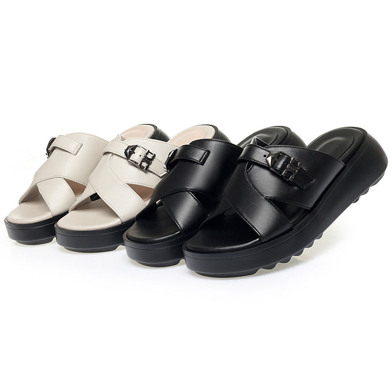 Damen Wedge-Sandaletten mit modischem Riemendesign und bequemer Sohle EB