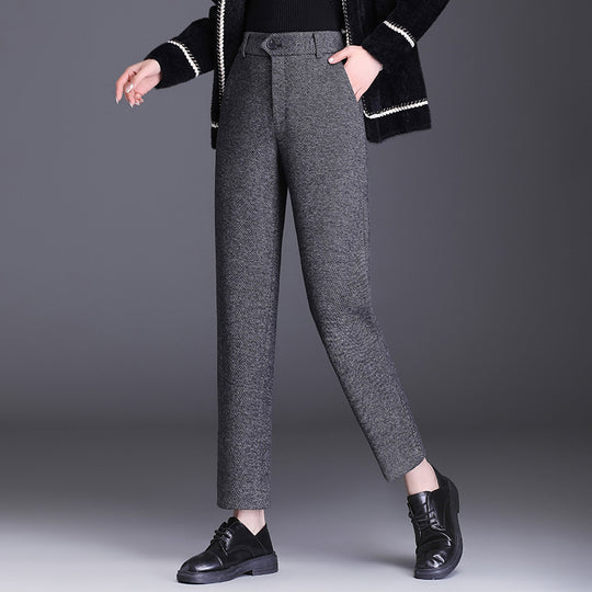 Damen elegante Hochbund Stoffhose
