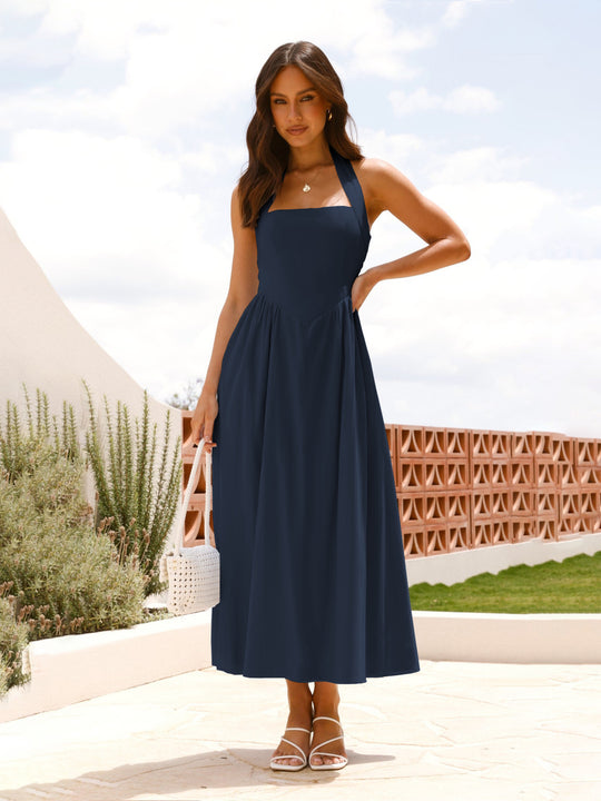 Damen Maxikleid mit schulterfreier Silhouette und eleganter Taillierung EB