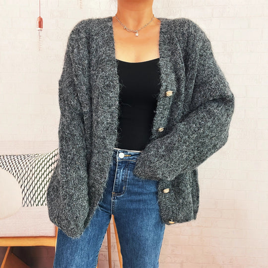 Damen Strickjacke mit luxuriöser Struktur und eleganten Knopfdetails EB