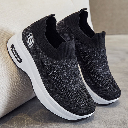 Damen nan atmungsaktive Strick-Sneaker mit Plateau-Sohle und elastischer Sockenkonstruktion EB