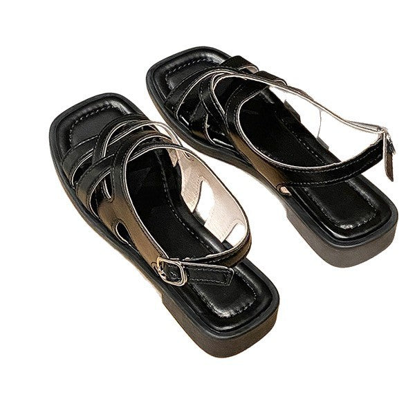 Damen Slingback Sandalen mit kreuzverzwicktem Riemendesign EB
