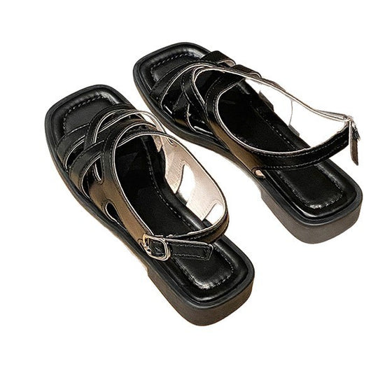 Damen Slingback Sandalen mit kreuzverzwicktem Riemendesign EB