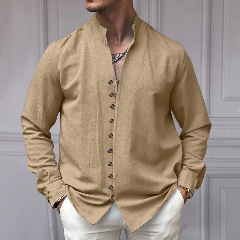 Herren Langarm-Hemd mit modernen Knopfdetails und zeitlosem Design EB