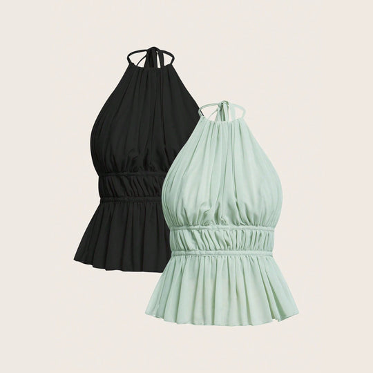 Damen Charmantes Schleifen-Top mit Rüschendetails EB
