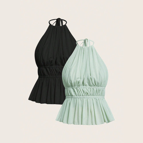 Damen Charmantes Schleifen-Top mit Rüschendetails EB