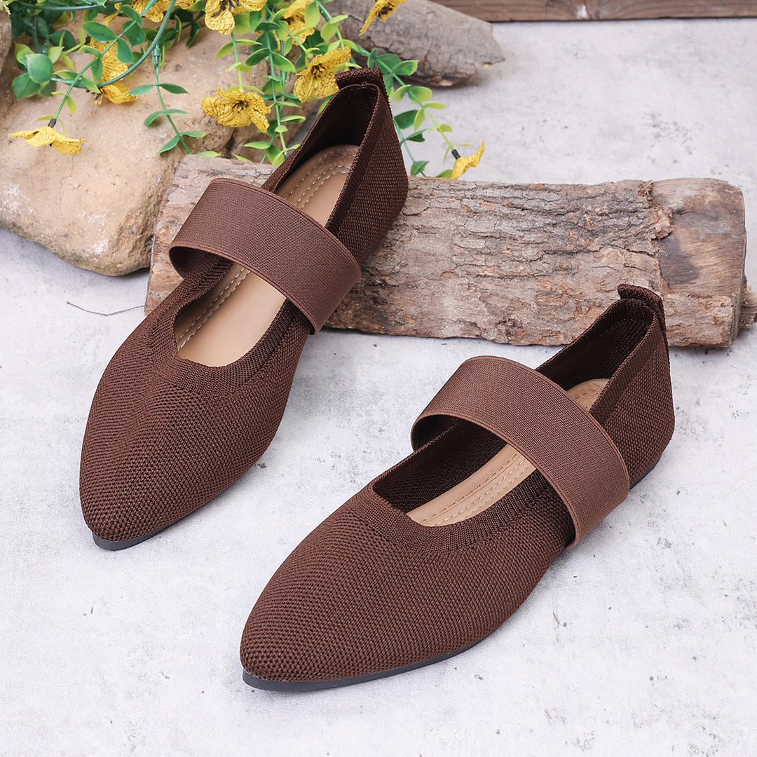 Damen Komfortable Ballerinas mit elastischem Riemen EB