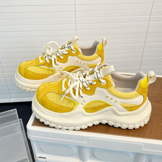Damen Sportliche Chunky Sneakers mit atmungsaktivem Mesh und verstärktem Fersenbereich EB