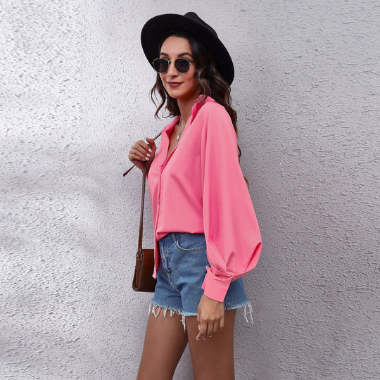 Damen Oversized Longsleeve Bluse mit lässigem Schnitt und voluminösen Ärmeln EB