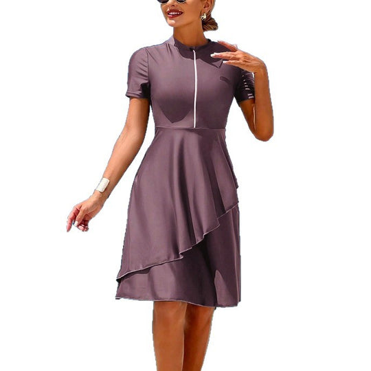 Damen Elegantes Strandkleid mit Rüschendesign EB