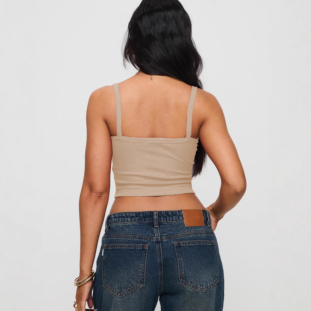 Damen Crop Top mit feinen Rippdetails EB