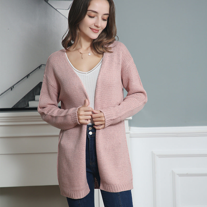 Damen Offene Strickjacke mit lässigem Schnitt und Taschen EB