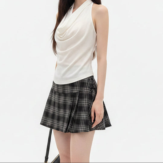 Damen Elegante Chiffonbluse mit schickem Wasserfall-Ausschnitt EB
