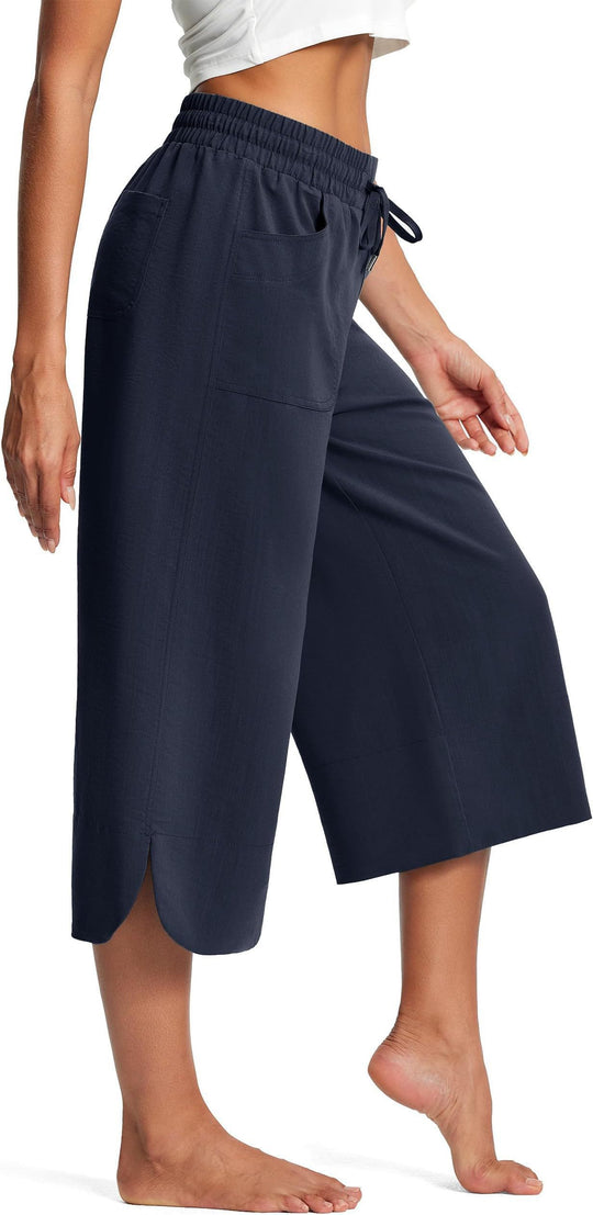 Damen bequeme Culotte mit elastischem Bund und praktischen Taschen EB