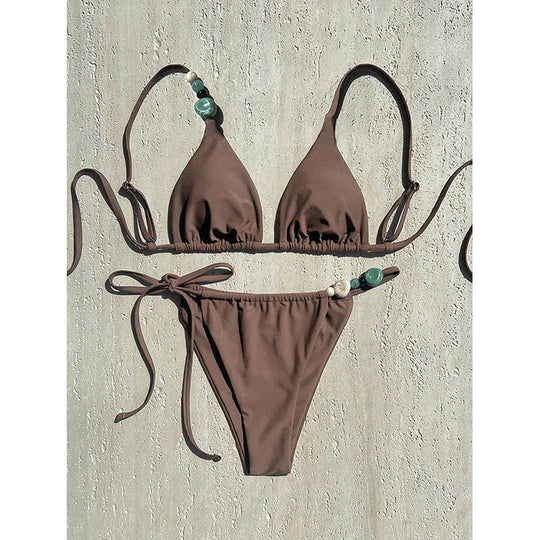 Damen Triangel-Bikini mit verstellbaren Trägern und eleganten Elementen EB