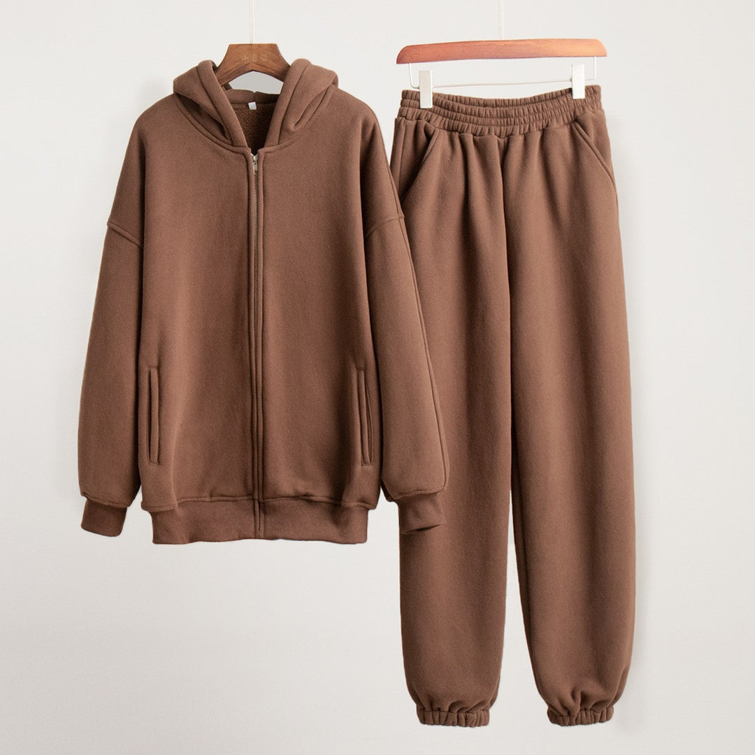 Damen Bequemes Freizeit-Set mit Kapuze und elastischem Bund EB