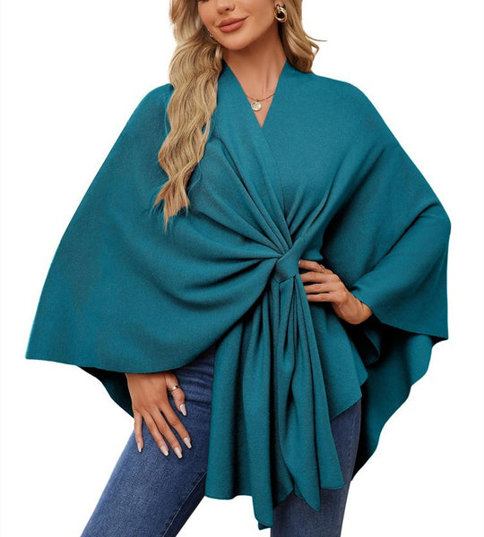 Damen Eleganter Wickelpullover mit asymmetrischem Schnitt EB