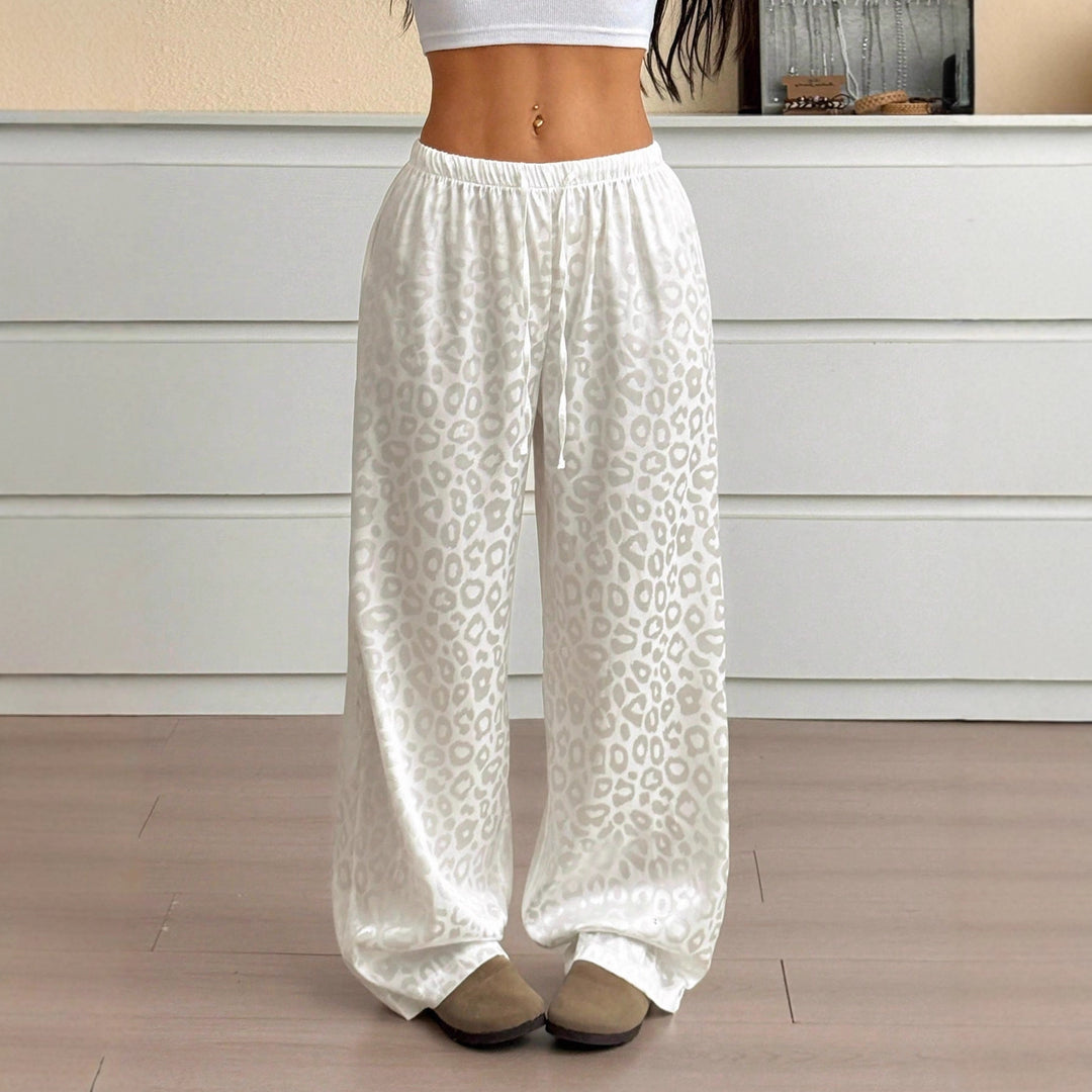 Damen Lässige Palazzo-Hose mit elastischem Bund und trendigem Leopardenmuster EB