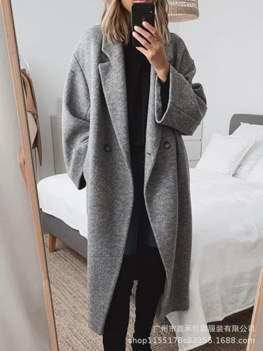 EB | Trenchcoat mit Einem Knopf für Frauen - Schwarz