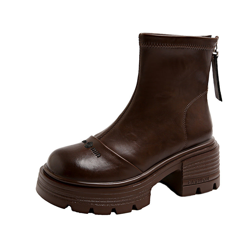 Damen modische Ankle Boots mit robustem Profil und praktischer Zipperöffnung EB