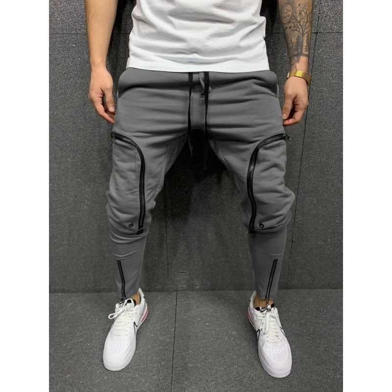 Herren Sportliche Jogginghose mit stylischen Reißverschlüssen und körpernahem Schnitt EB