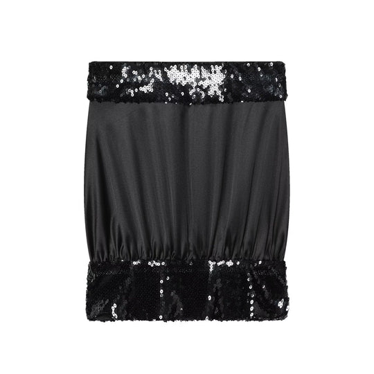 Damen Glitzernder Miniröcke mit elastischem Bund und glattem Satin EB