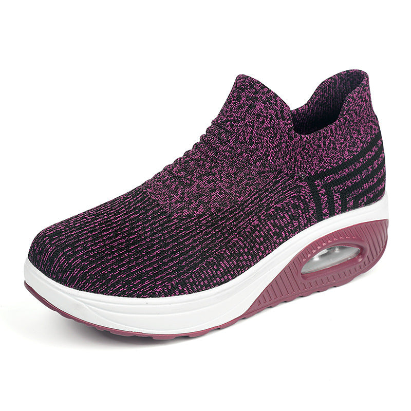 Damen nan gestrickter Schlupf-Walking-Sneaker mit anatomischer Pronationsstütze, Luftpolster-Zwischensohle und sockenähnlichem Schaft EB