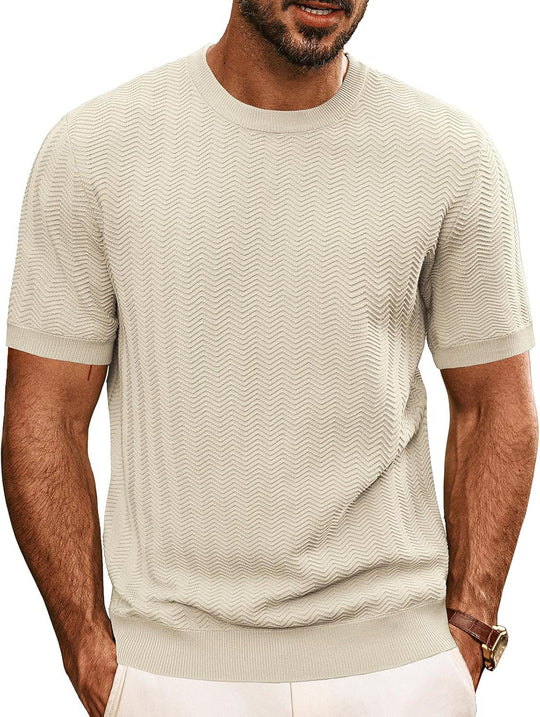 Herren strukturiertes Rundhals T-Shirt EB