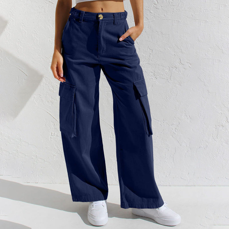 Damen Cargo-Hose mit weitem Bein und praktischen Taschen EB
