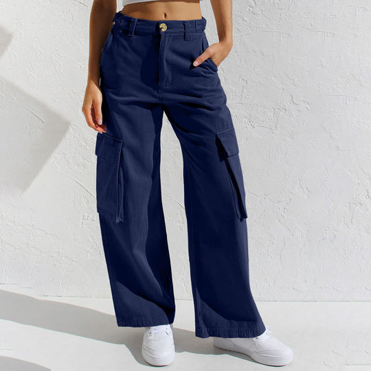 Damen Cargo-Hose mit weitem Bein und praktischen Taschen EB