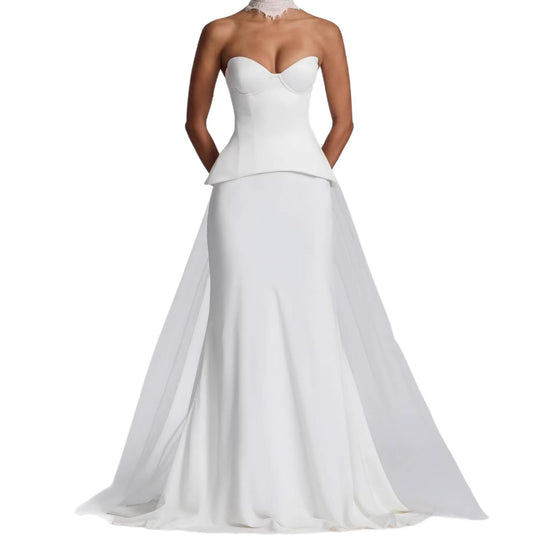 Damen Figurbetontes Brautkleid mit Peplum-Silhouette EB